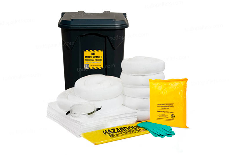 4017-KT-001_b Kit Antiderrames 20 Galones con Contenedor de Plástico - Sólo Aceite - Imagen 1