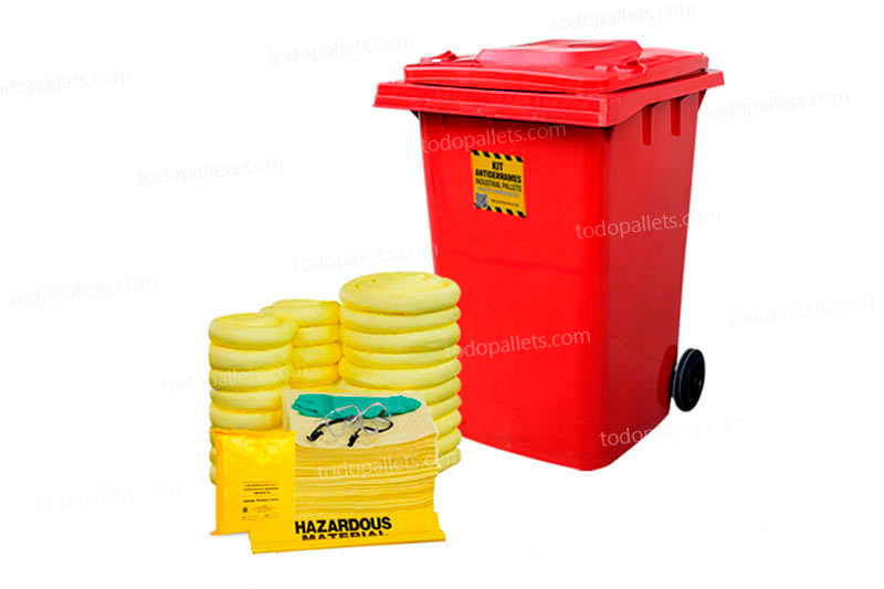 4030-KT-001_b Kit Antiderrames Móvil 95 Galones con Contenedor de Plástico - Líquidos Agresivos HazMat - Imagen 1