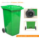 Bote de Basura 240 Lts. / 65 Galones color Verde - Imagen 12