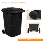 Bote de Plastico 360 Lts. / 95 Galones color Negro - Imagen 7