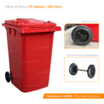 Bote de Plastico 360 Lts. / 95 Galones color Rojo - Imagen 7