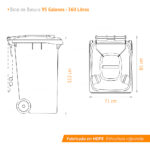 Bote de Plastico 360 Lts. / 95 Galones color Rojo - Imagen 9